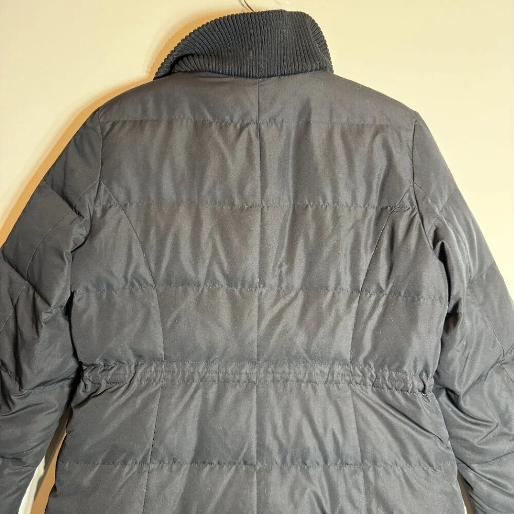 Ann Taylor Loft Down Feather Full Zip Puffer Parka Coat Women Small Petite Black